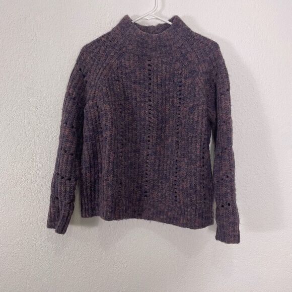 Madewell Purple and Pink Wool Blend Crewneck Pullover Sweater - Picture 1 of 6